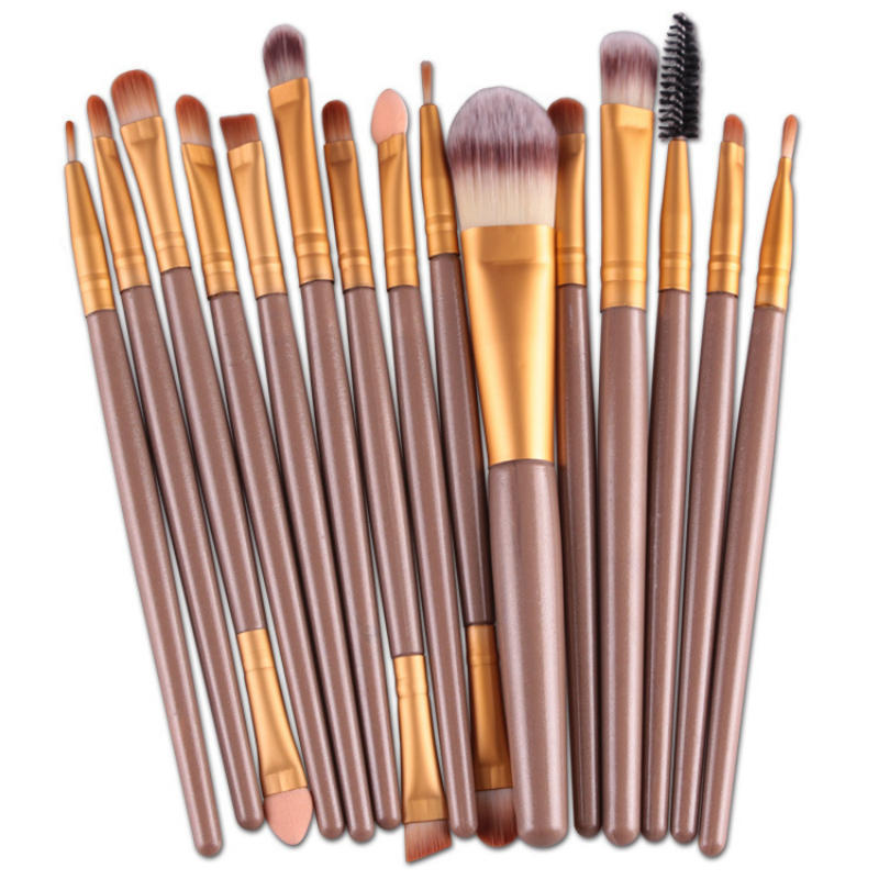 15pc Champagne makeup brushes