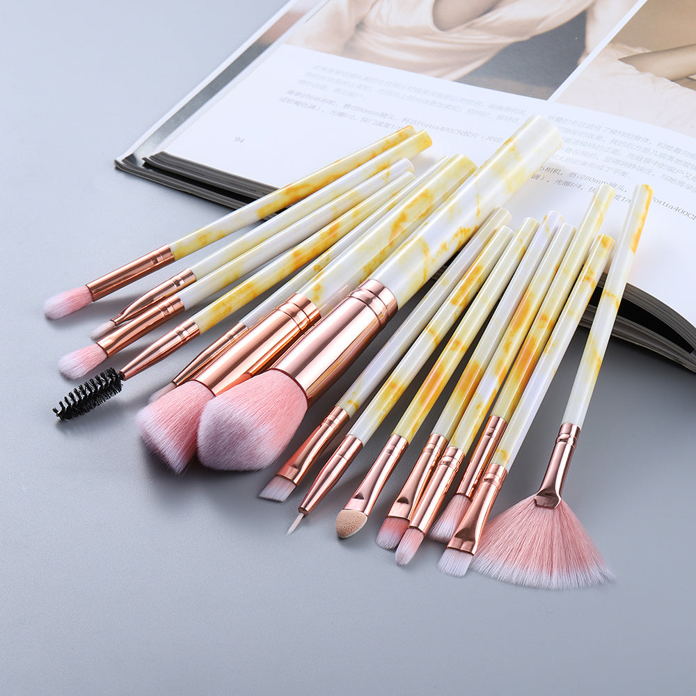 15pc Marbled Makeup Brush Set